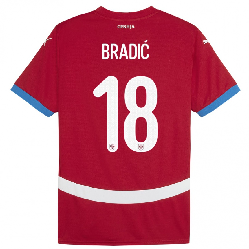 Damen Fußball Serbien Biljana Bradic #18 Rot Heimtrikot Trikot 24-26 T-Shirt Luxemburg