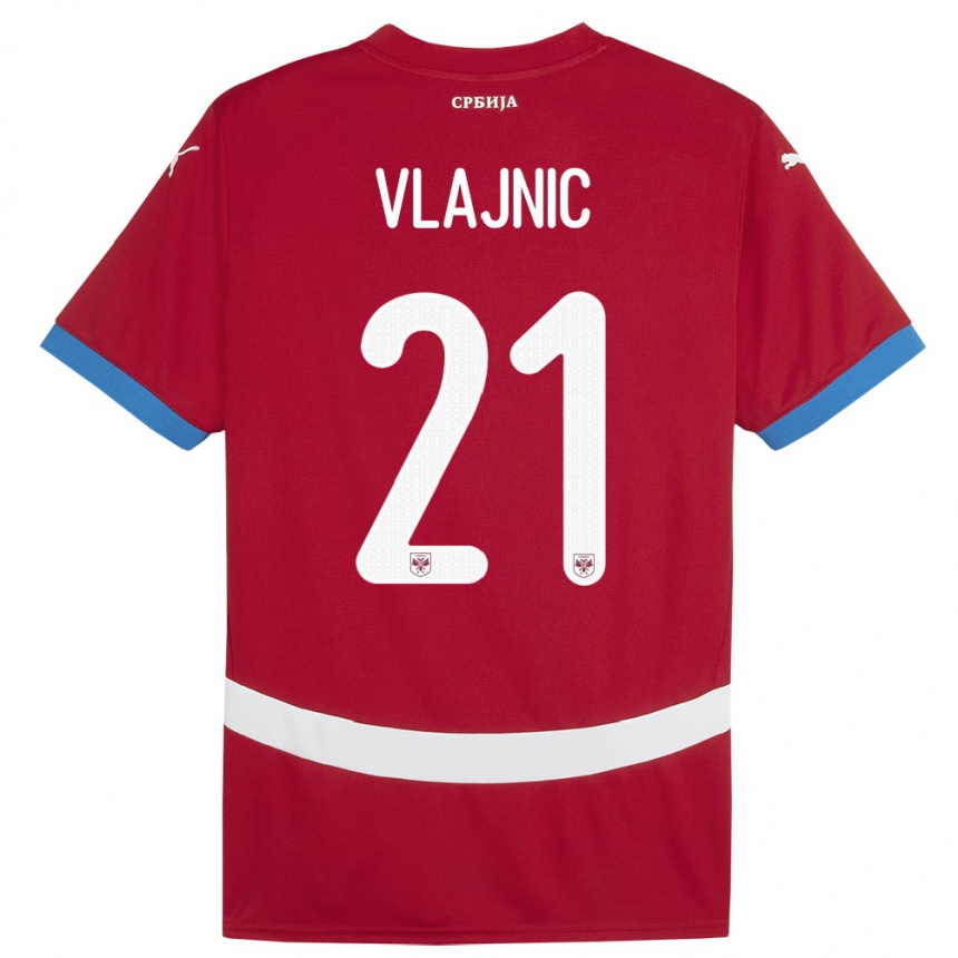 Damen Fußball Serbien Tyla Jay Vlajnic #21 Rot Heimtrikot Trikot 24-26 T-Shirt Luxemburg