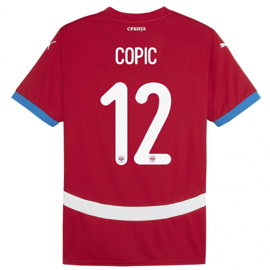 Damen Fußball Serbien Marko Copic #12 Rot Heimtrikot Trikot 24-26 T-Shirt Luxemburg
