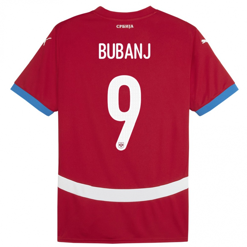 Damen Fußball Serbien Mateja Bubanj #9 Rot Heimtrikot Trikot 24-26 T-Shirt Luxemburg
