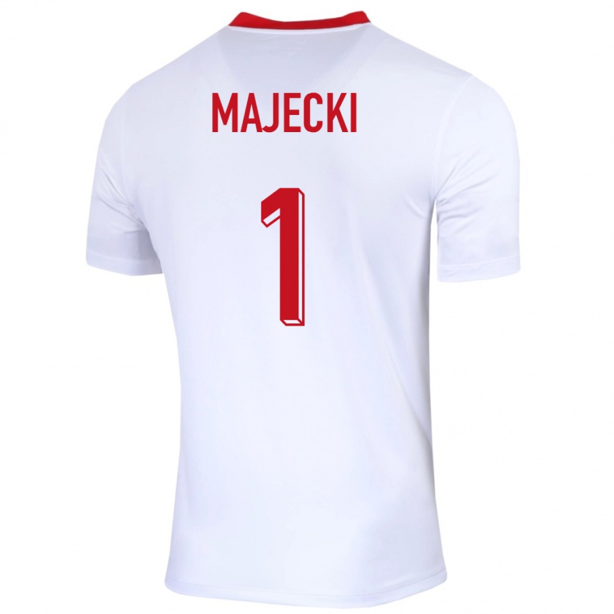Damen Fußball Polen Radoslaw Majecki #1 Weiß Heimtrikot Trikot 24-26 T-Shirt Luxemburg