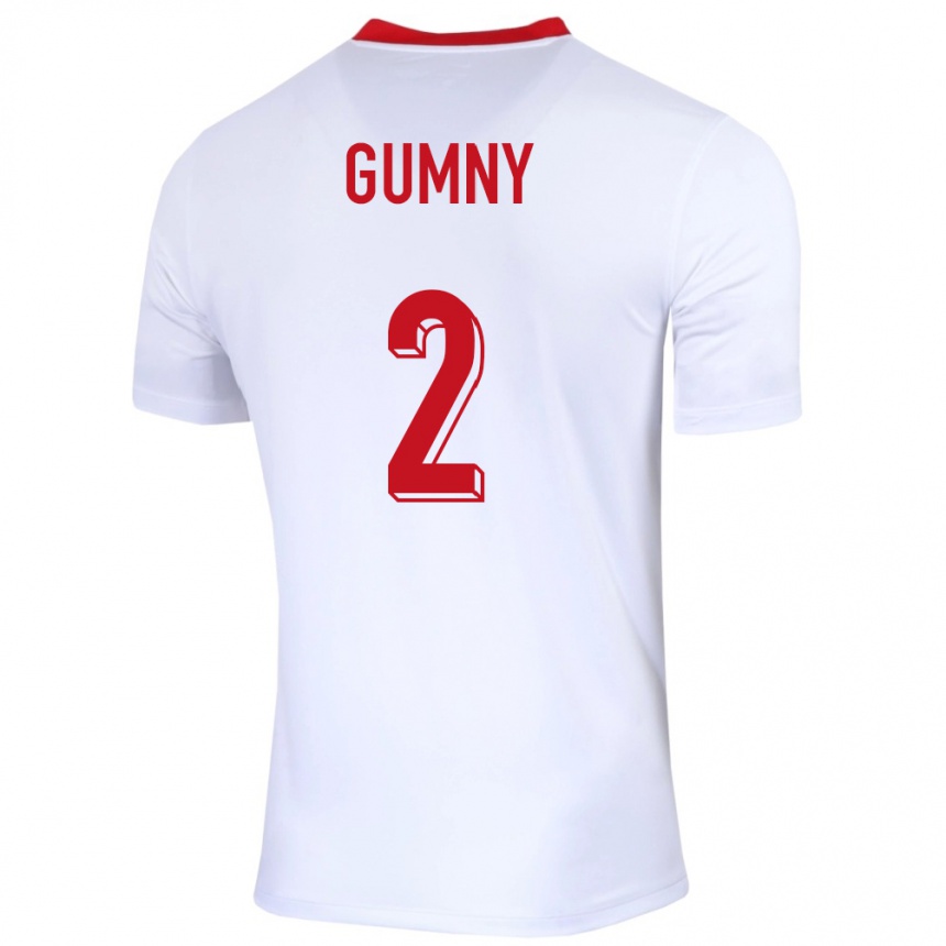 Damen Fußball Polen Robert Gumny #2 Weiß Heimtrikot Trikot 24-26 T-Shirt Luxemburg