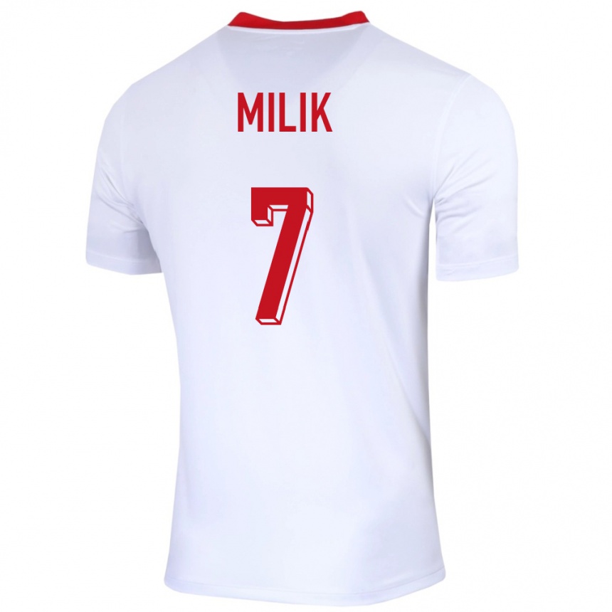Damen Fußball Polen Arkadiusz Milik #7 Weiß Heimtrikot Trikot 24-26 T-Shirt Luxemburg