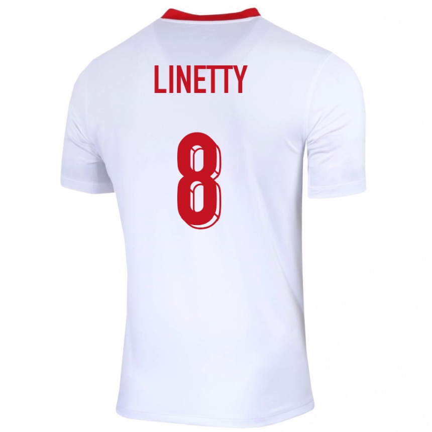Damen Fußball Polen Karol Linetty #8 Weiß Heimtrikot Trikot 24-26 T-Shirt Luxemburg