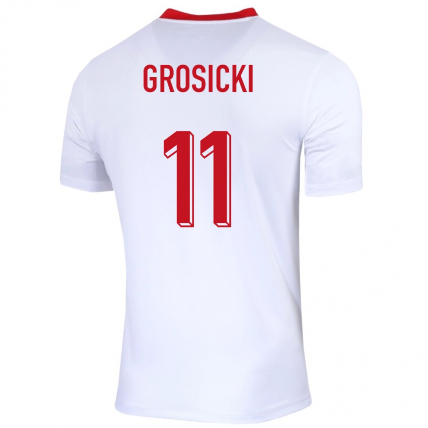 Damen Fußball Polen Kamil Grosicki #11 Weiß Heimtrikot Trikot 24-26 T-Shirt Luxemburg