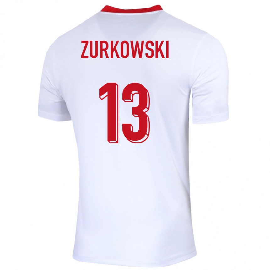 Damen Fußball Polen Szymon Zurkowski #13 Weiß Heimtrikot Trikot 24-26 T-Shirt Luxemburg