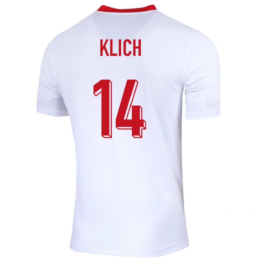 Damen Fußball Polen Mateusz Klich #14 Weiß Heimtrikot Trikot 24-26 T-Shirt Luxemburg