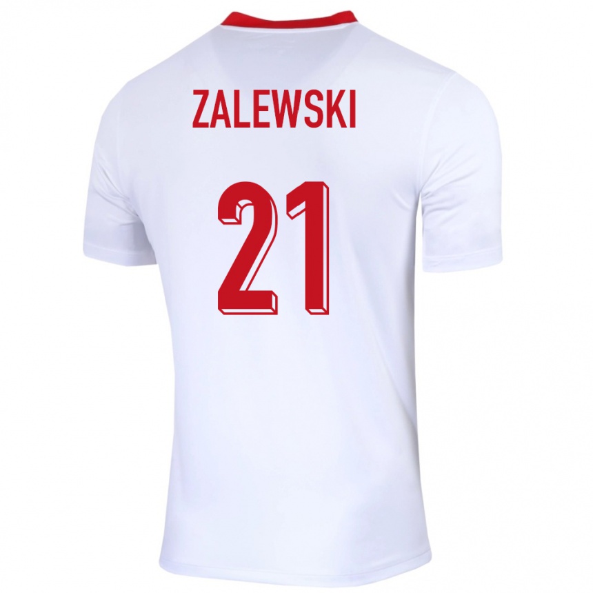 Damen Fußball Polen Nicola Zalewski #21 Weiß Heimtrikot Trikot 24-26 T-Shirt Luxemburg