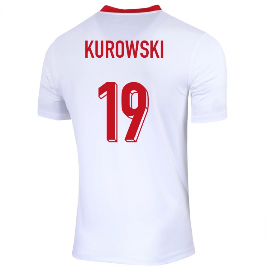 Damen Fußball Polen Milosz Kurowski #19 Weiß Heimtrikot Trikot 24-26 T-Shirt Luxemburg