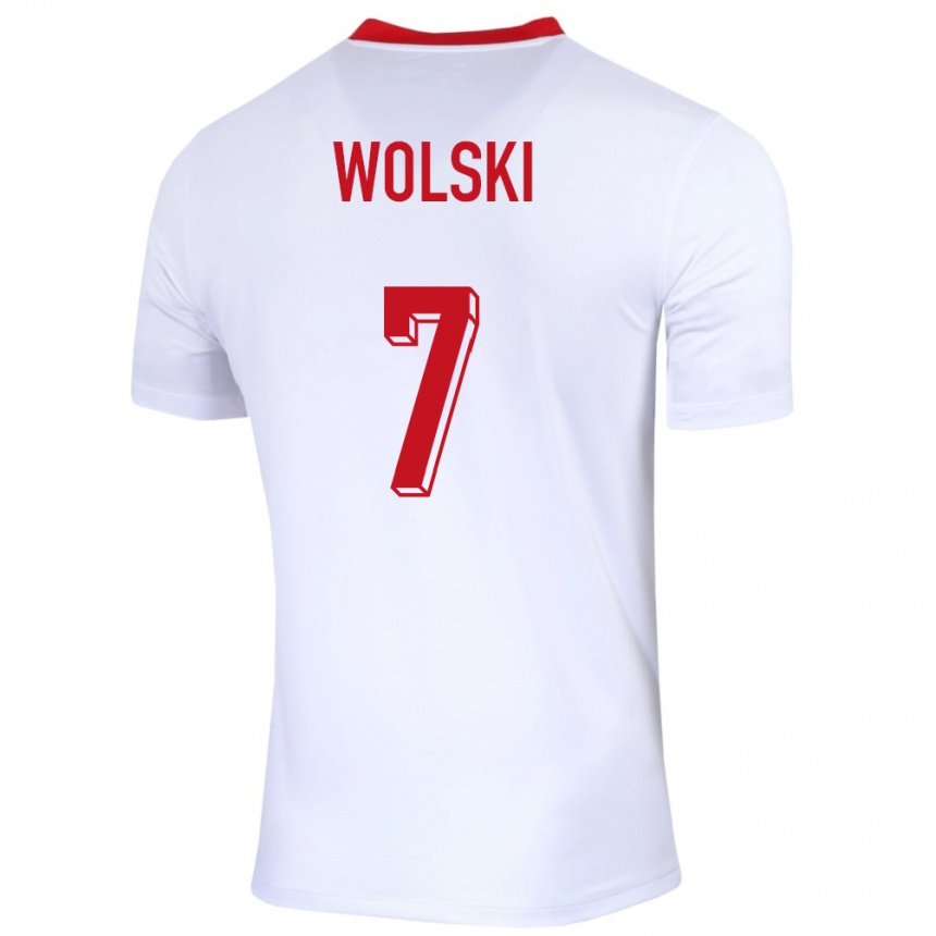 Damen Fußball Polen Filip Wolski #7 Weiß Heimtrikot Trikot 24-26 T-Shirt Luxemburg