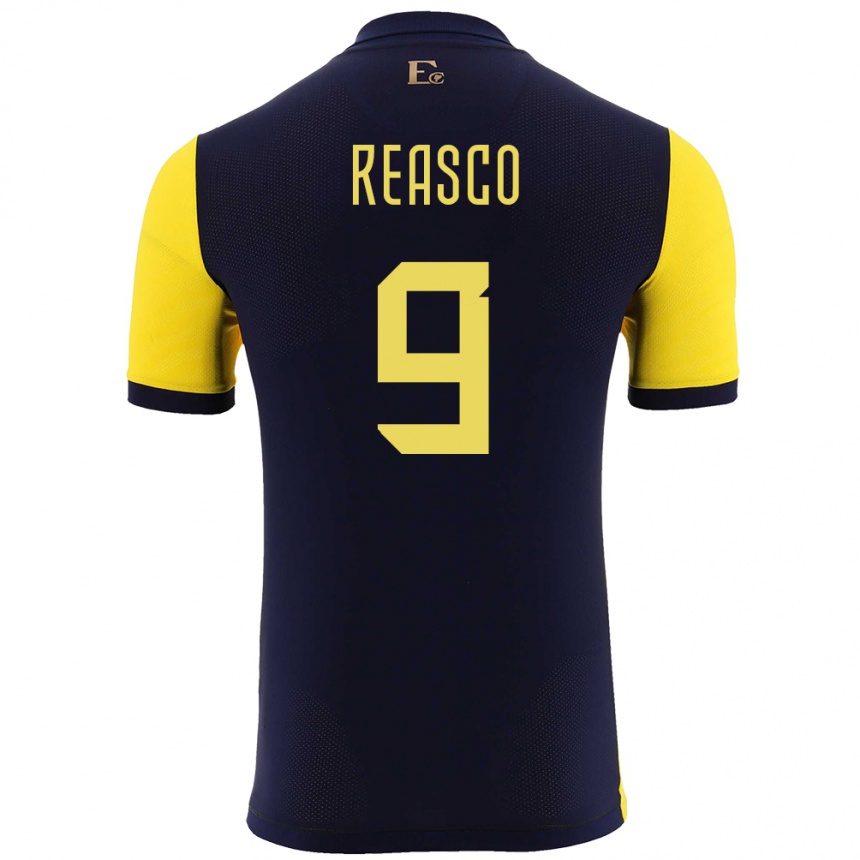 Damen Fußball Ecuador Djorkaeff Reasco #9 Gelb Heimtrikot Trikot 24-26 T-Shirt Luxemburg