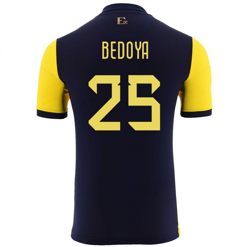 Damen Fußball Ecuador Jaydah Bedoya #25 Gelb Heimtrikot Trikot 24-26 T-Shirt Luxemburg