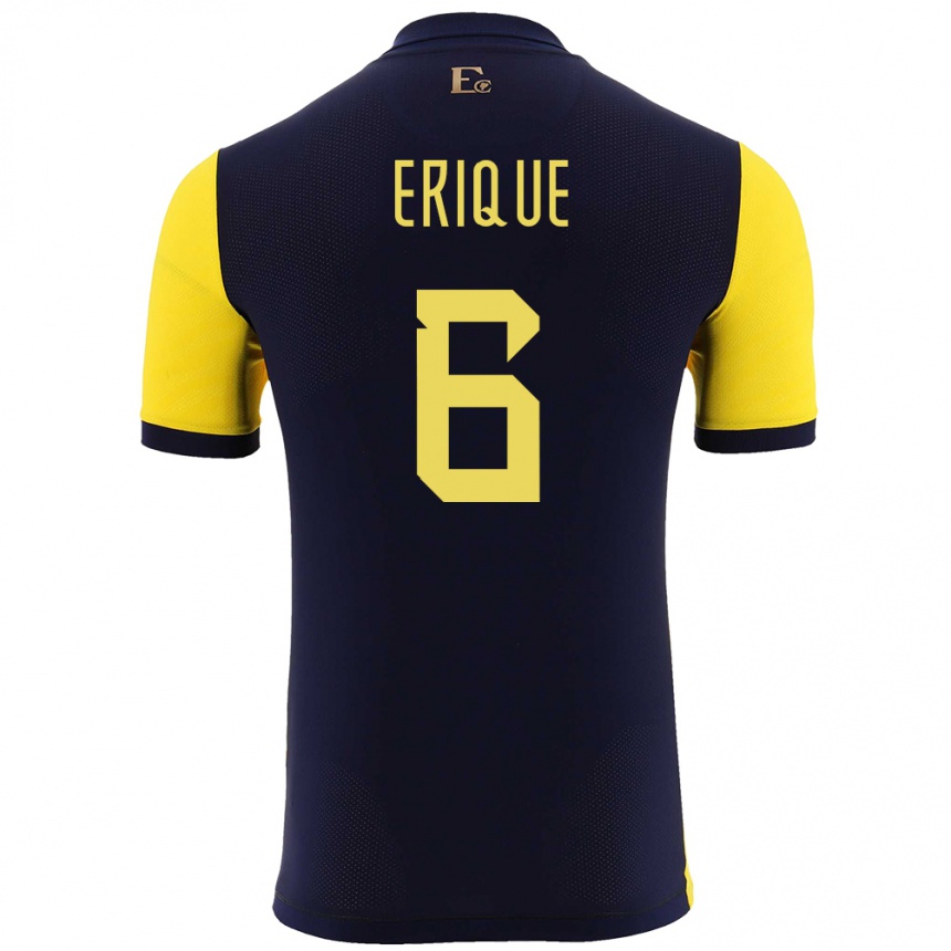 Damen Fußball Ecuador Yeltzin Erique #6 Gelb Heimtrikot Trikot 24-26 T-Shirt Luxemburg