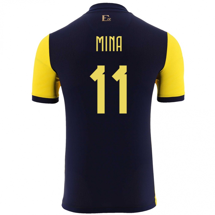 Damen Fußball Ecuador Ariel Mina #11 Gelb Heimtrikot Trikot 24-26 T-Shirt Luxemburg