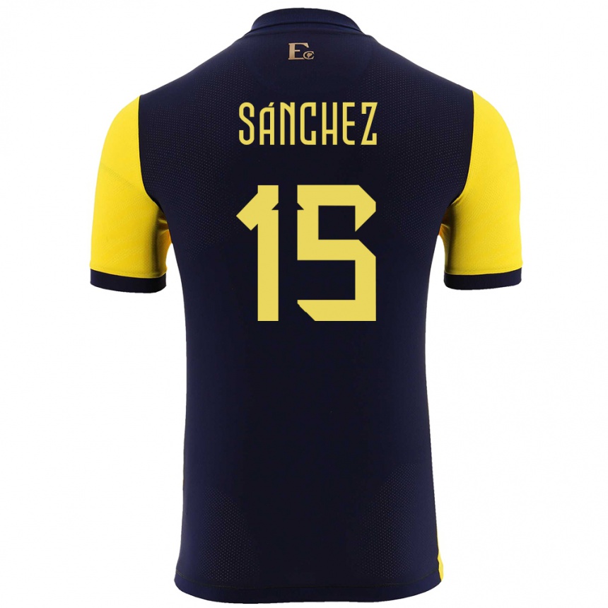 Damen Fußball Ecuador Juan Sanchez #15 Gelb Heimtrikot Trikot 24-26 T-Shirt Luxemburg
