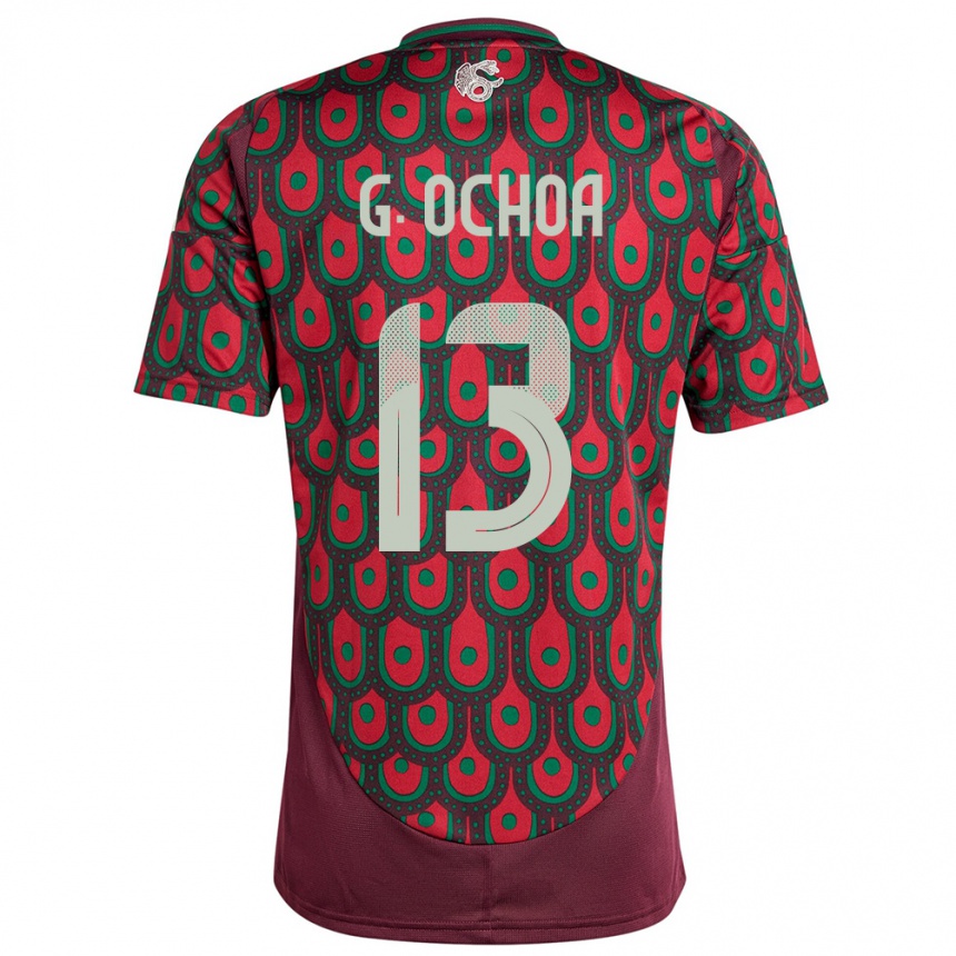 Damen Fußball Mexiko Guillermo Ochoa #13 Kastanienbraun Heimtrikot Trikot 24-26 T-Shirt Luxemburg