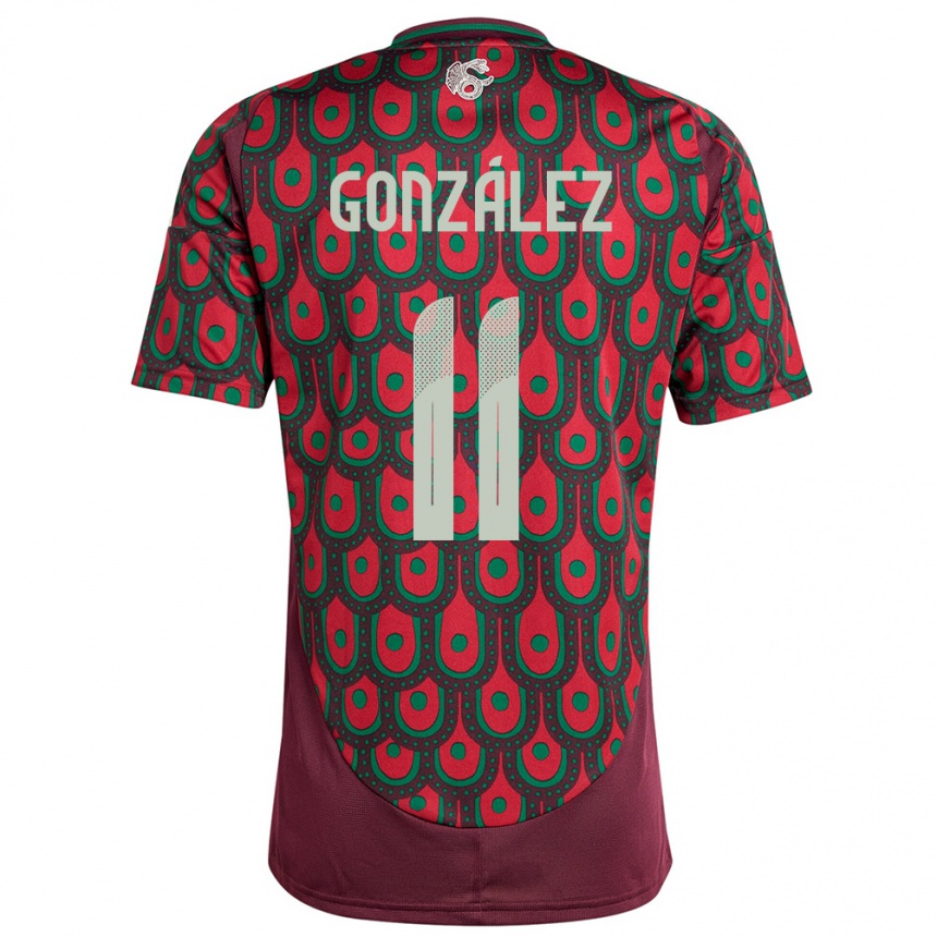 Damen Fußball Mexiko Bryan Gonzalez #11 Kastanienbraun Heimtrikot Trikot 24-26 T-Shirt Luxemburg