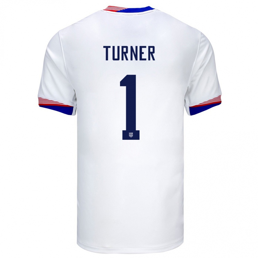 Damen Fußball Vereinigte Staaten Matt Turner #1 Weiß Heimtrikot Trikot 24-26 T-Shirt Luxemburg