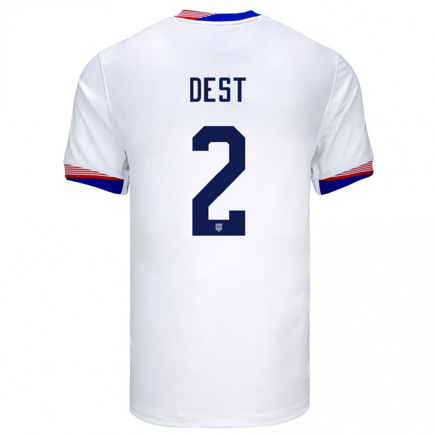 Damen Fußball Vereinigte Staaten Sergino Dest #2 Weiß Heimtrikot Trikot 24-26 T-Shirt Luxemburg