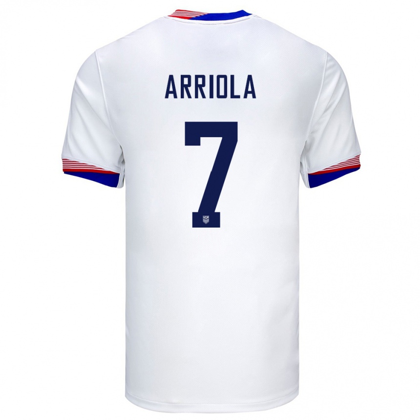 Damen Fußball Vereinigte Staaten Paul Arriola #7 Weiß Heimtrikot Trikot 24-26 T-Shirt Luxemburg