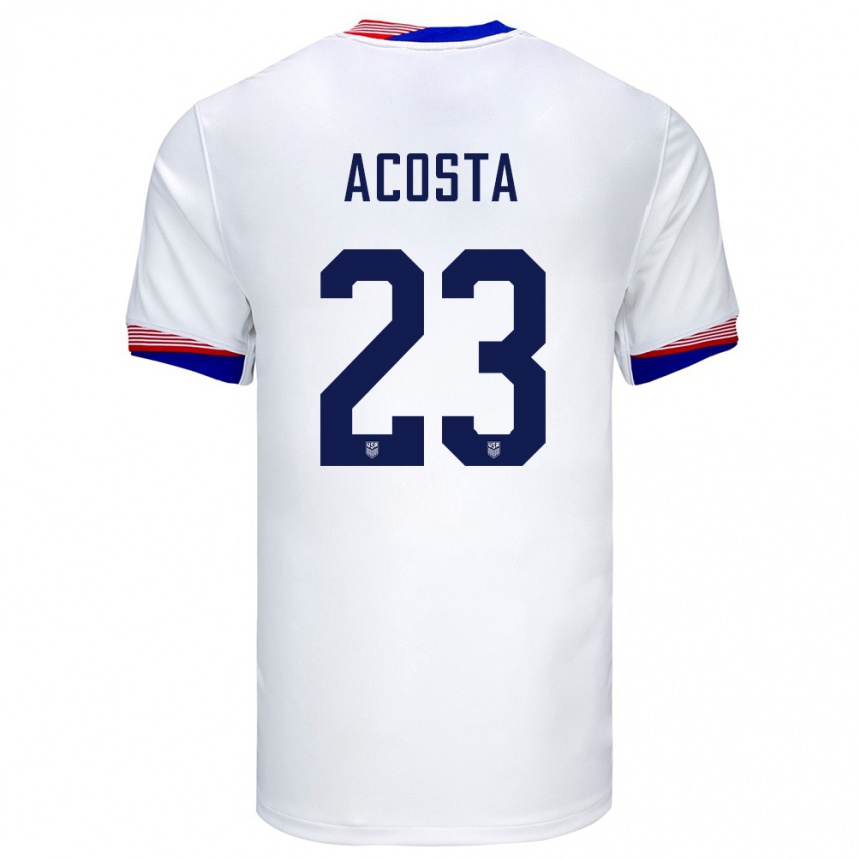 Damen Fußball Vereinigte Staaten Kellyn Acosta #23 Weiß Heimtrikot Trikot 24-26 T-Shirt Luxemburg