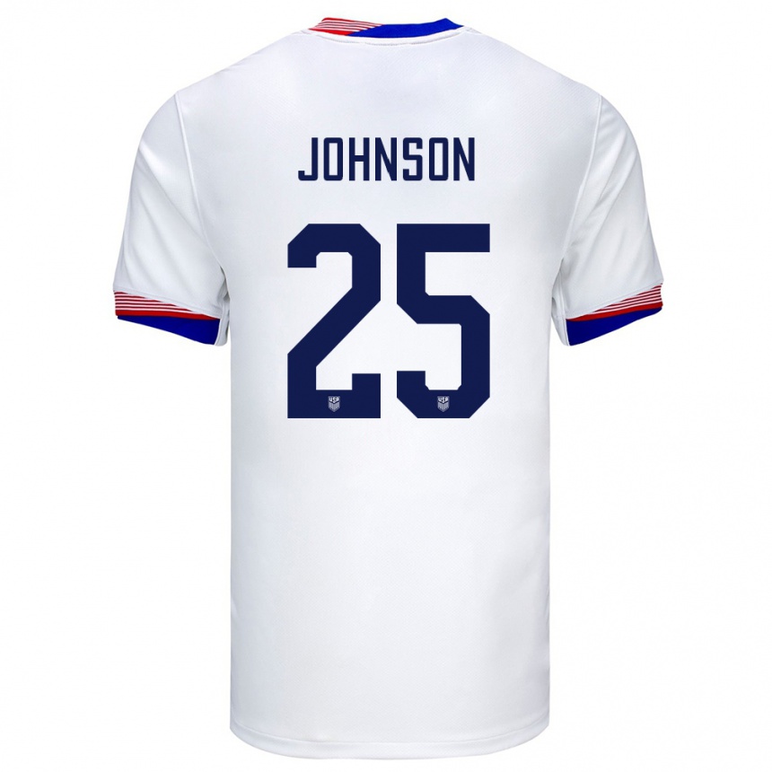 Damen Fußball Vereinigte Staaten Sean Johnson #25 Weiß Heimtrikot Trikot 24-26 T-Shirt Luxemburg