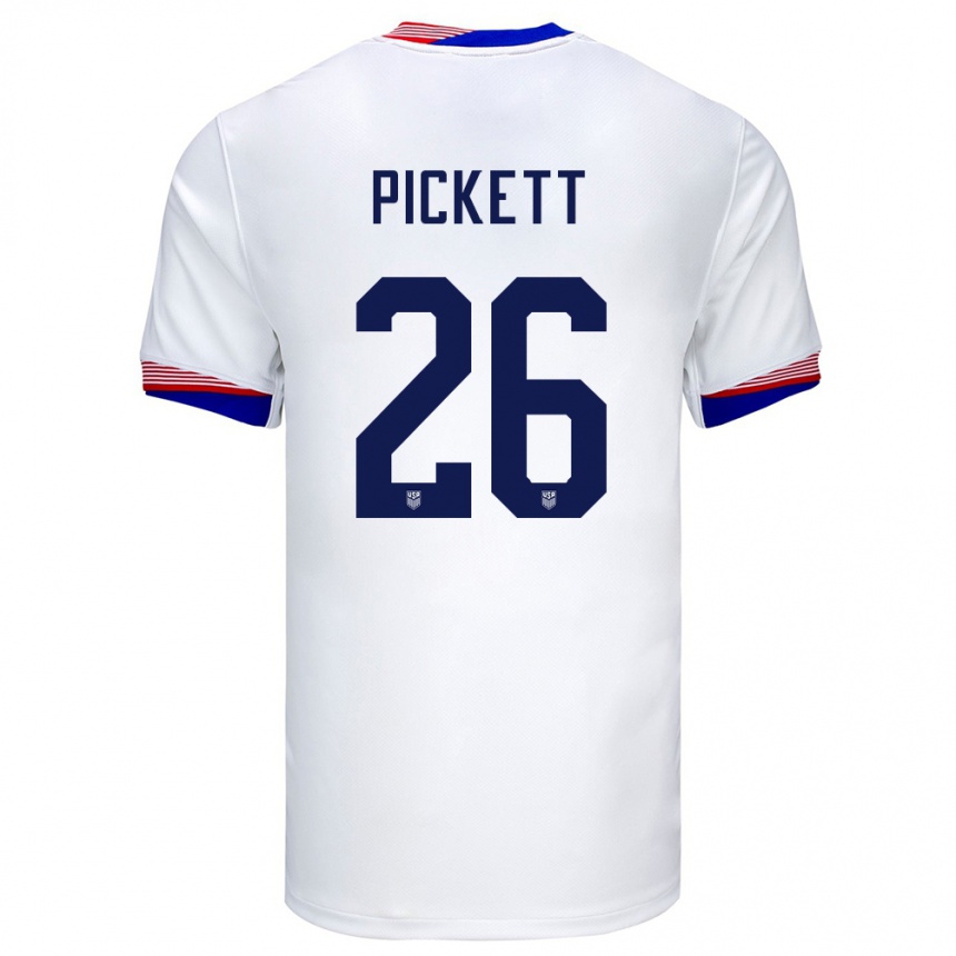 Damen Fußball Vereinigte Staaten Carson Pickett #26 Weiß Heimtrikot Trikot 24-26 T-Shirt Luxemburg
