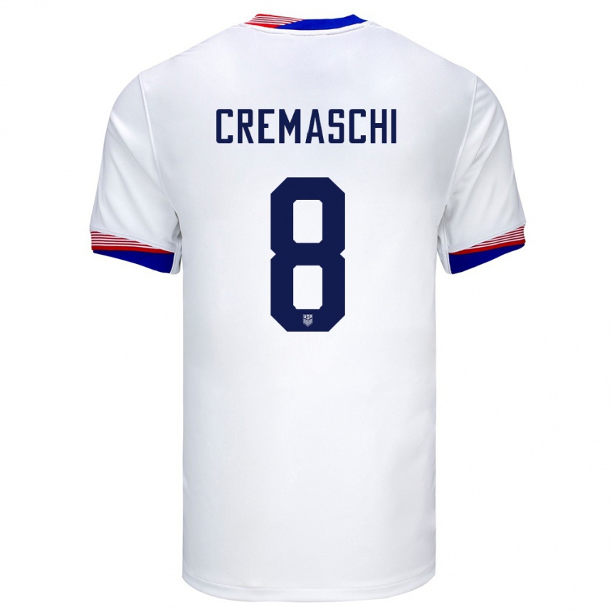 Damen Fußball Vereinigte Staaten Benjamin Cremaschi #8 Weiß Heimtrikot Trikot 24-26 T-Shirt Luxemburg