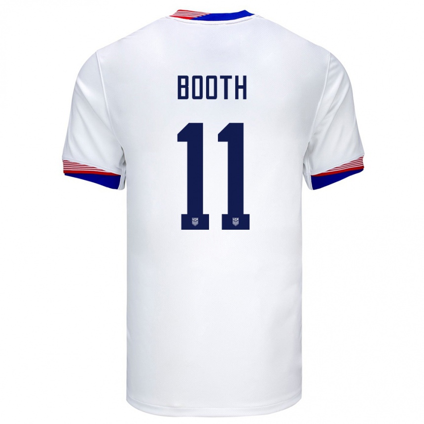 Damen Fußball Vereinigte Staaten Zach Booth #11 Weiß Heimtrikot Trikot 24-26 T-Shirt Luxemburg
