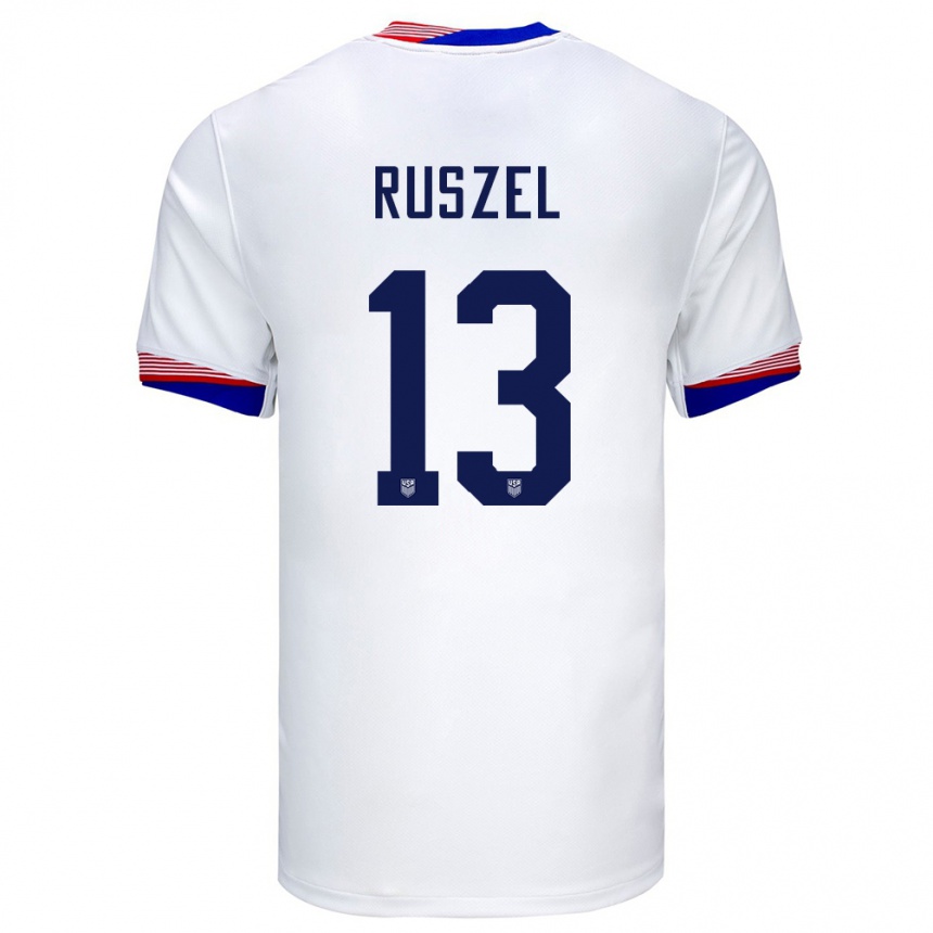 Damen Fußball Vereinigte Staaten Marcel Ruszel #13 Weiß Heimtrikot Trikot 24-26 T-Shirt Luxemburg