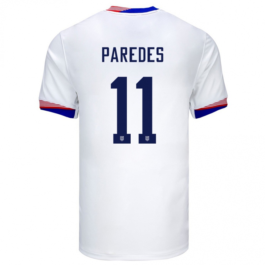 Damen Fußball Vereinigte Staaten Kevin Paredes #11 Weiß Heimtrikot Trikot 24-26 T-Shirt Luxemburg