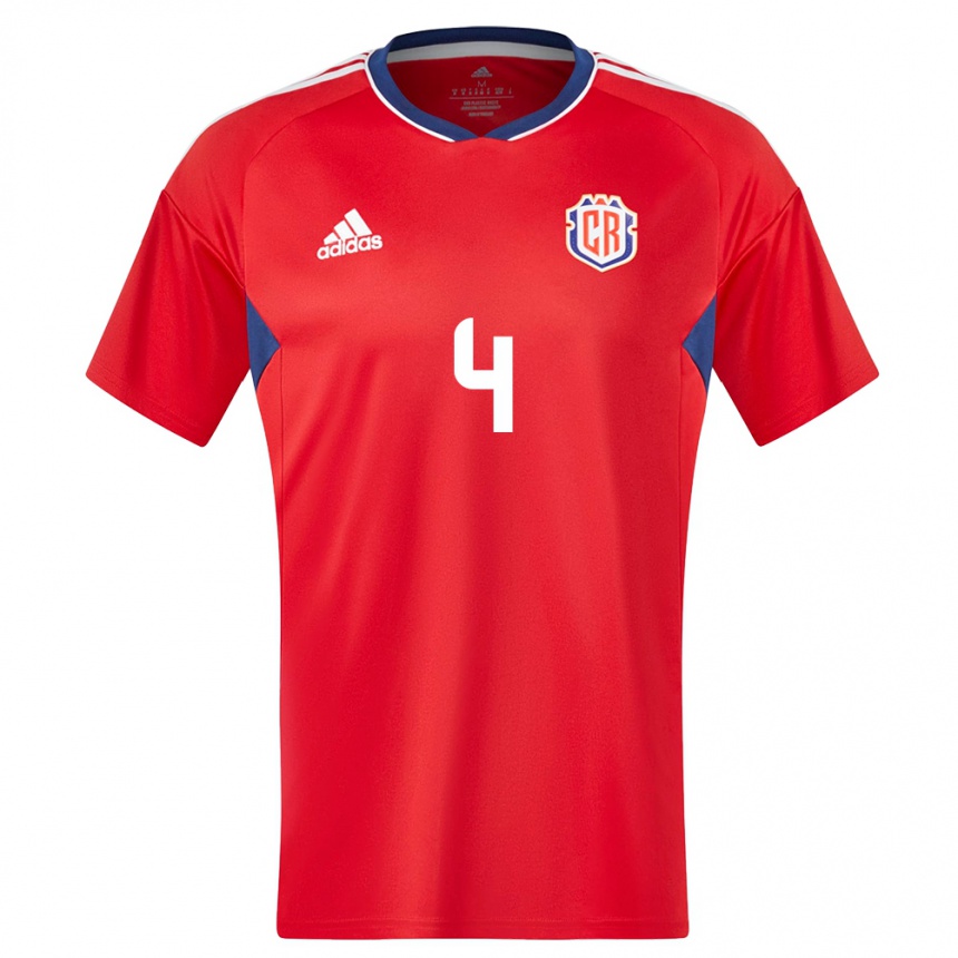 Damen Fußball Costa Rica Brandon Calderon #4 Rot Heimtrikot Trikot 24-26 T-Shirt Luxemburg