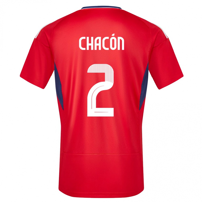 Damen Fußball Costa Rica Daniel Chacon #2 Rot Heimtrikot Trikot 24-26 T-Shirt Luxemburg