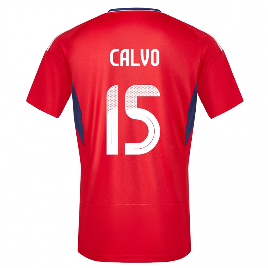 Damen Fußball Costa Rica Francisco Calvo #15 Rot Heimtrikot Trikot 24-26 T-Shirt Luxemburg