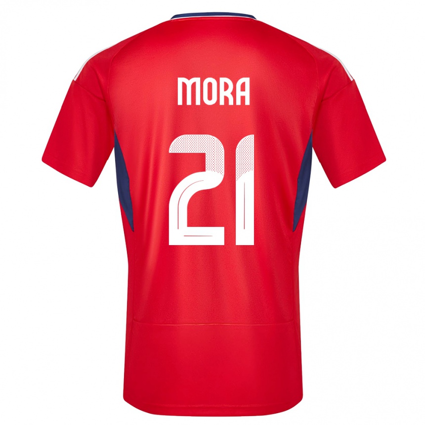 Damen Fußball Costa Rica Carlos Mora #21 Rot Heimtrikot Trikot 24-26 T-Shirt Luxemburg