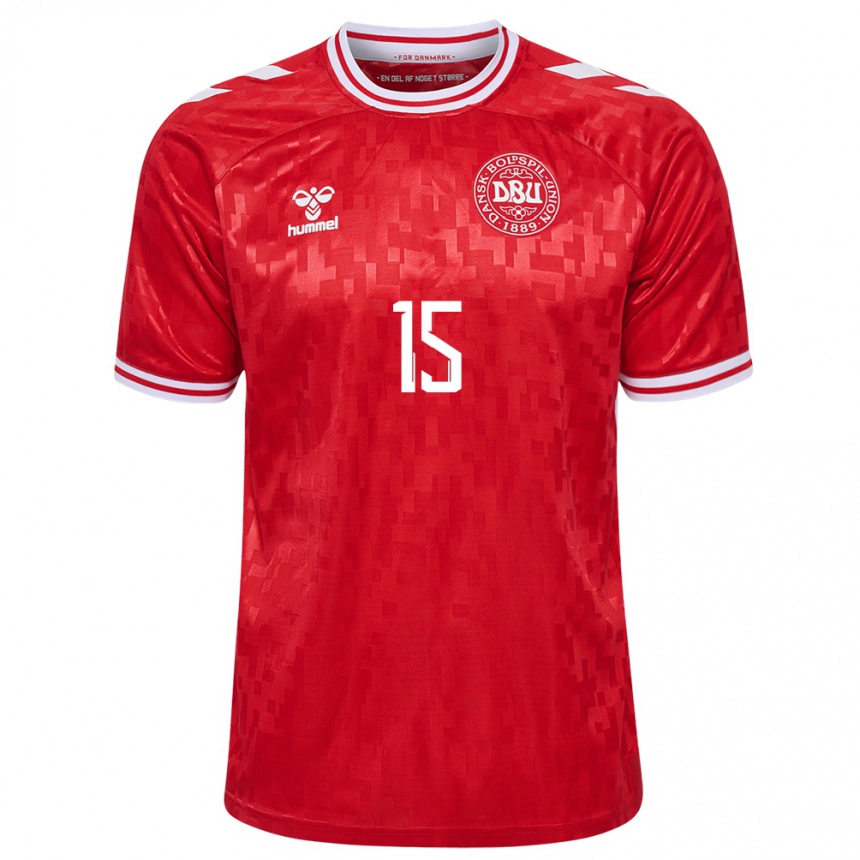 Damen Fußball Dänemark Malte Heyde #15 Rot Heimtrikot Trikot 24-26 T-Shirt Luxemburg