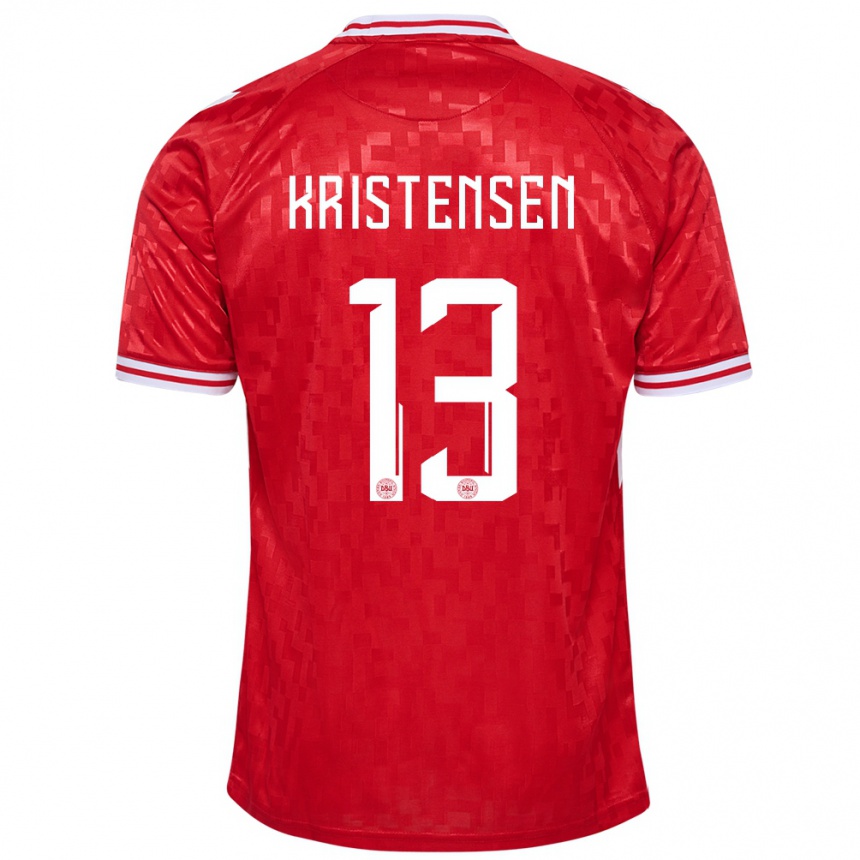 Damen Fußball Dänemark Rasmus Kristensen #13 Rot Heimtrikot Trikot 24-26 T-Shirt Luxemburg