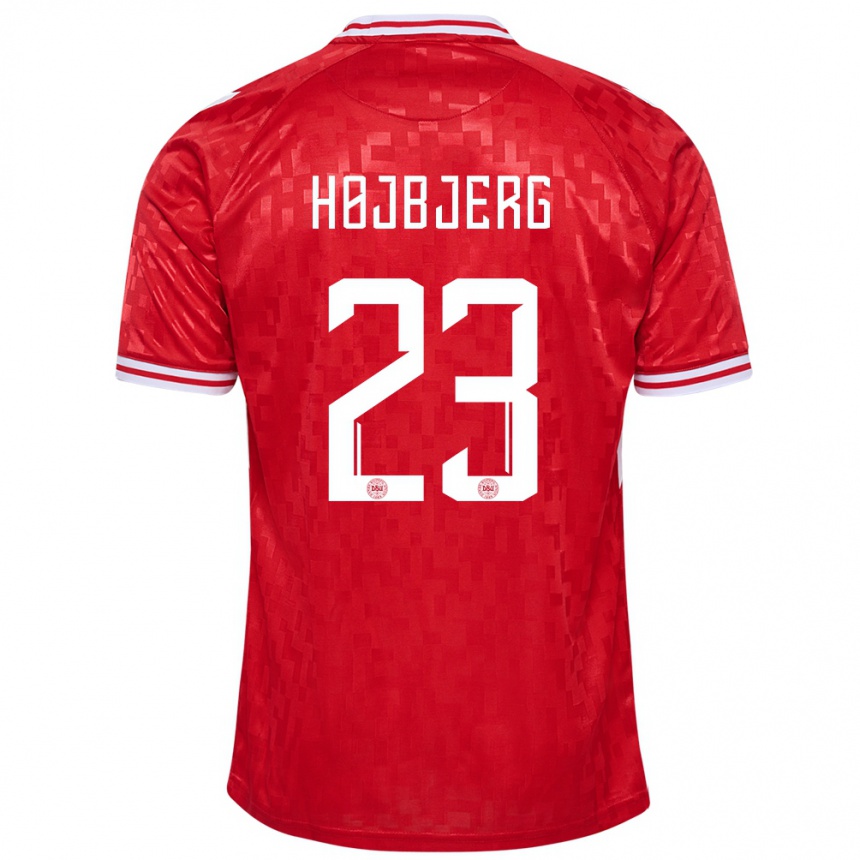 Damen Fußball Dänemark Pierre Emile Hojbjerg #23 Rot Heimtrikot Trikot 24-26 T-Shirt Luxemburg