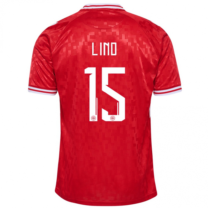 Damen Fußball Dänemark Victor Lind #15 Rot Heimtrikot Trikot 24-26 T-Shirt Luxemburg