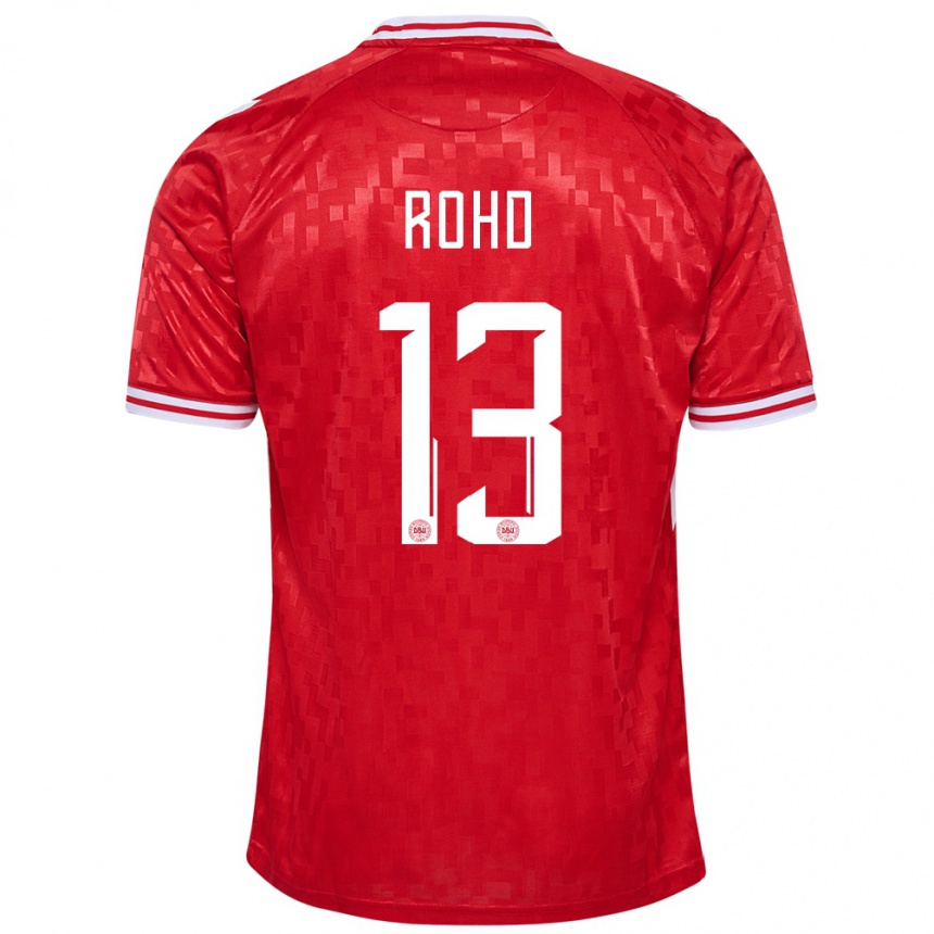 Damen Fußball Dänemark Emil Rohd #13 Rot Heimtrikot Trikot 24-26 T-Shirt Luxemburg