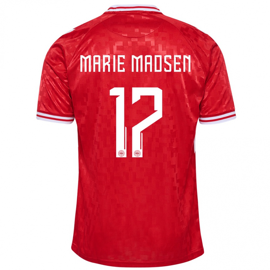 Damen Fußball Dänemark Rikke Marie Madsen #17 Rot Heimtrikot Trikot 24-26 T-Shirt Luxemburg