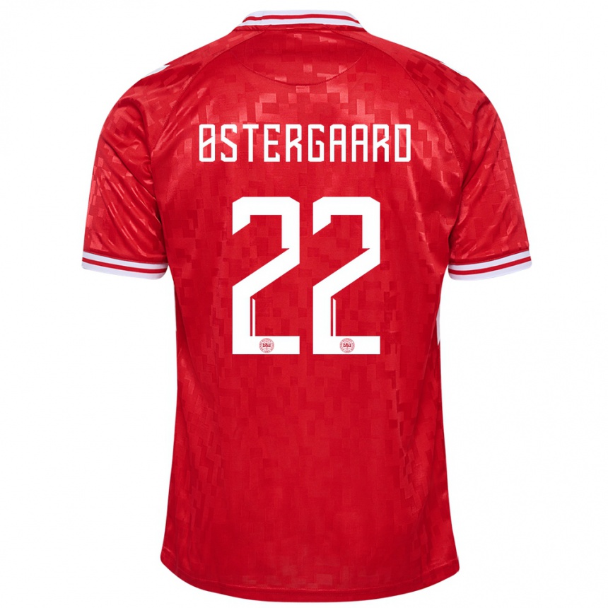 Damen Fußball Dänemark Maja Bay Ostergaard #22 Rot Heimtrikot Trikot 24-26 T-Shirt Luxemburg
