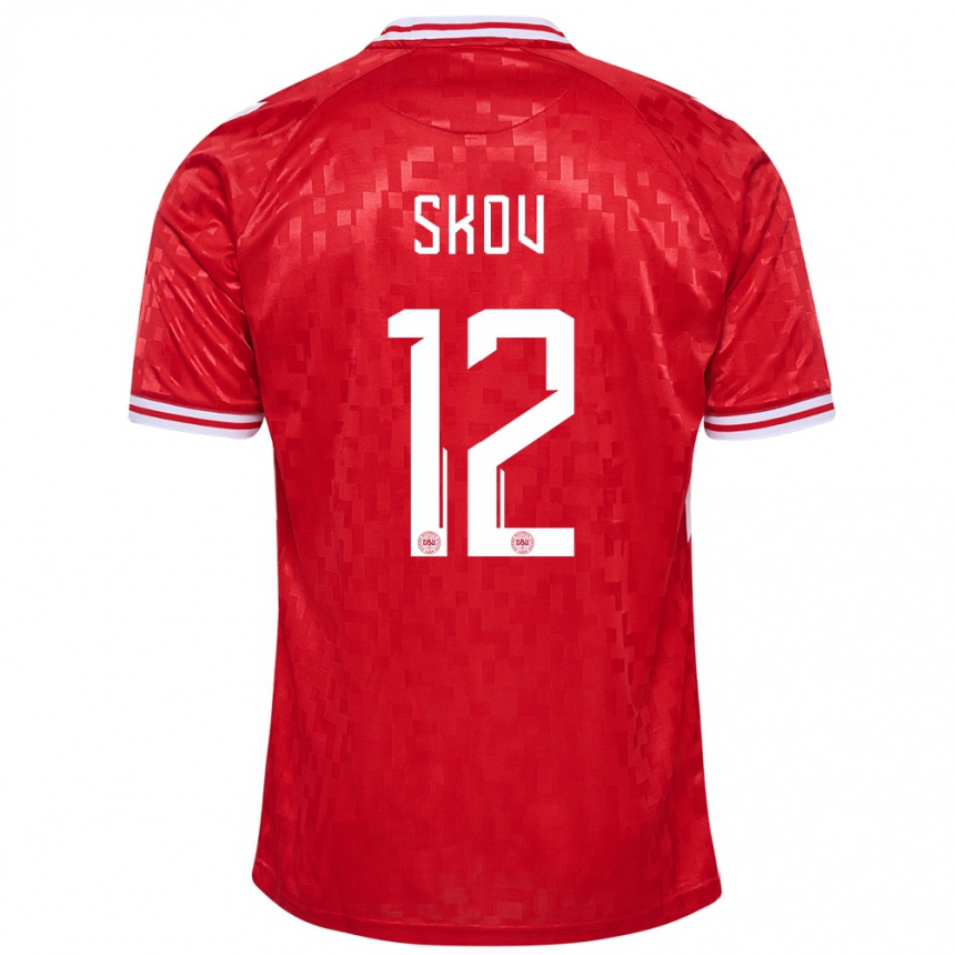 Damen Fußball Dänemark Robert Skov #12 Rot Heimtrikot Trikot 24-26 T-Shirt Luxemburg