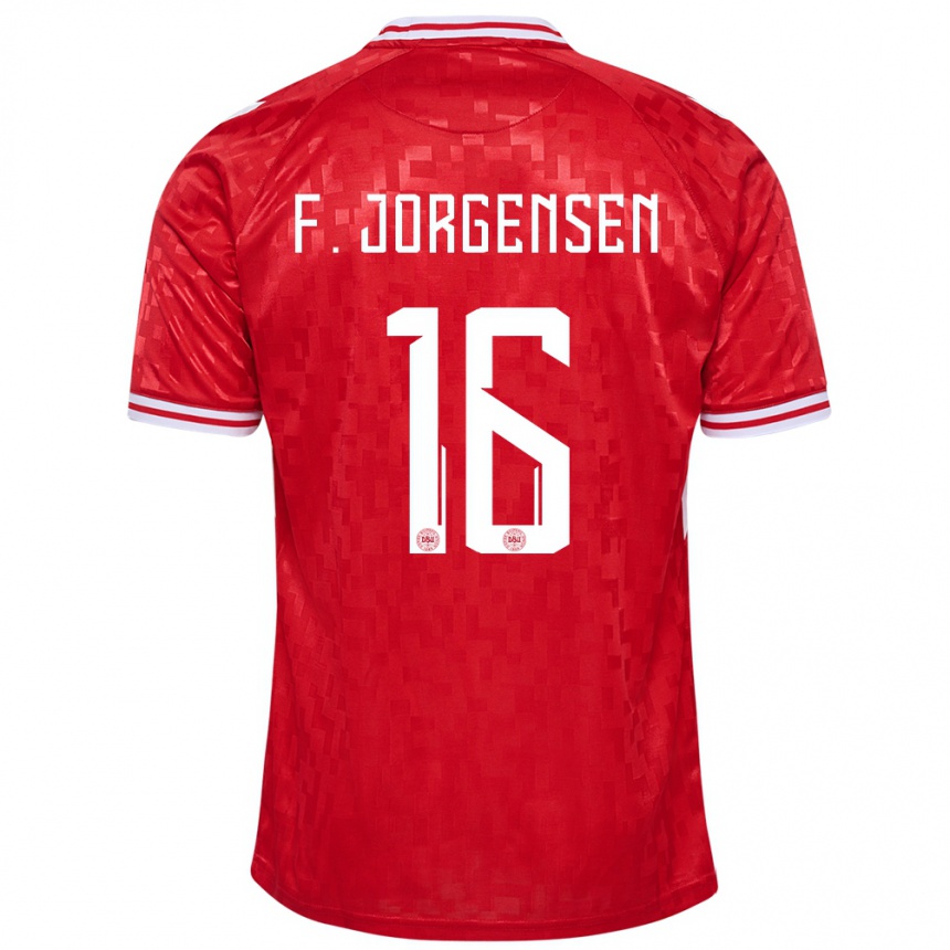 Damen Fußball Dänemark Filip Jorgensen #16 Rot Heimtrikot Trikot 24-26 T-Shirt Luxemburg