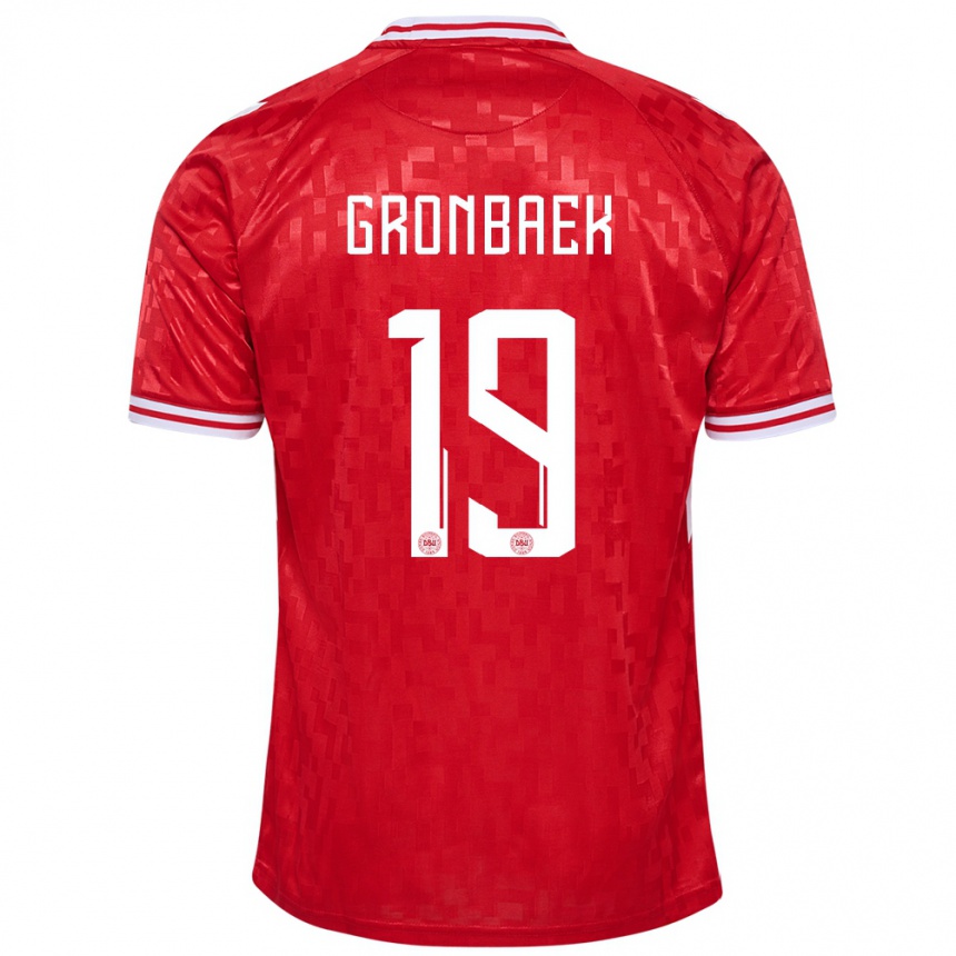 Damen Fußball Dänemark Albert Gronbaek #19 Rot Heimtrikot Trikot 24-26 T-Shirt Luxemburg