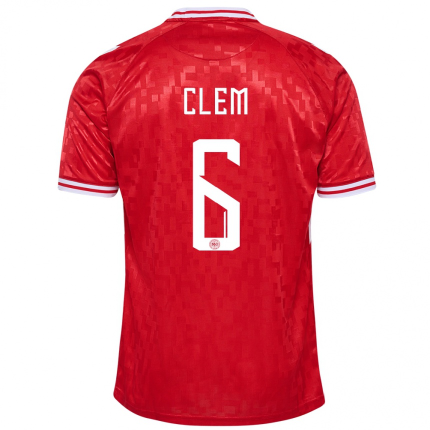 Damen Fußball Dänemark William Clem #6 Rot Heimtrikot Trikot 24-26 T-Shirt Luxemburg