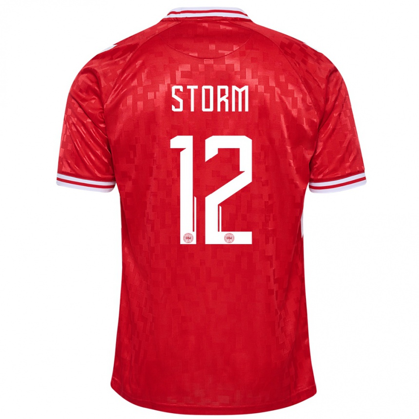 Damen Fußball Dänemark Tobias Storm #12 Rot Heimtrikot Trikot 24-26 T-Shirt Luxemburg
