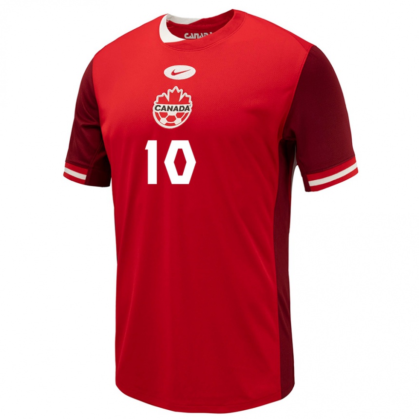 Damen Fußball Kanada Philip Igbinobaro #10 Rot Heimtrikot Trikot 24-26 T-Shirt Luxemburg