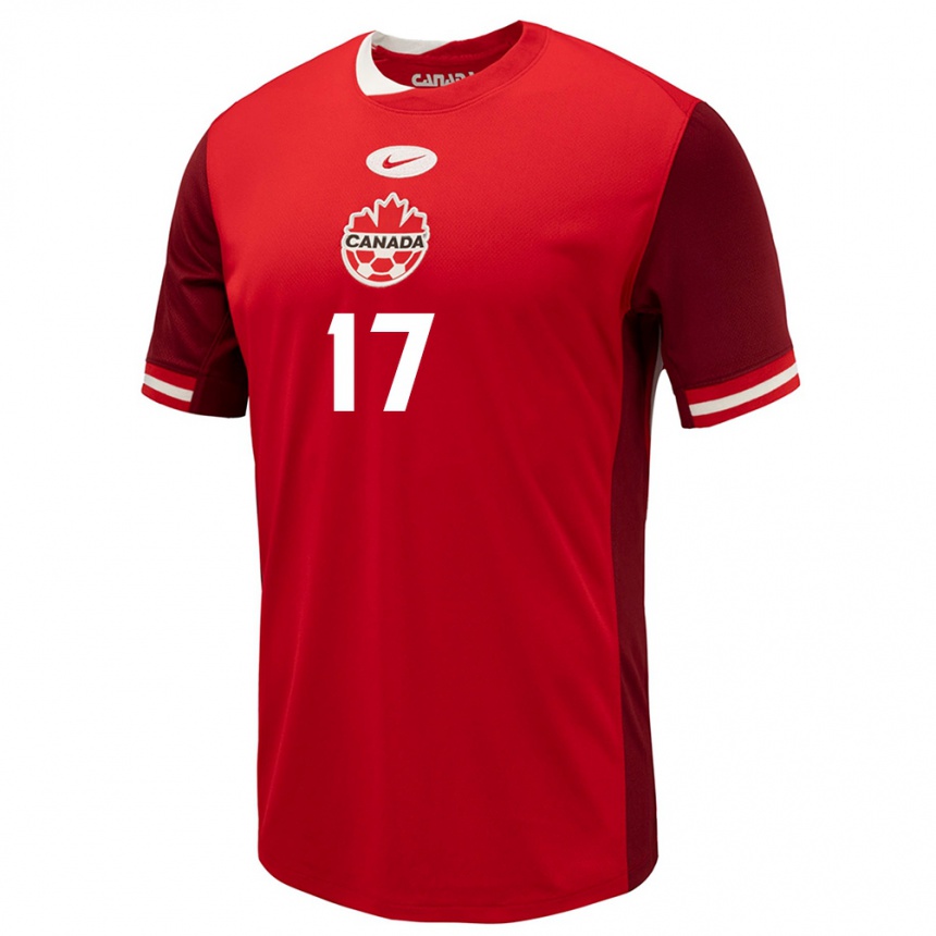 Damen Fußball Kanada Patrick Metcalfe #17 Rot Heimtrikot Trikot 24-26 T-Shirt Luxemburg