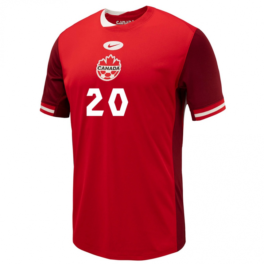 Damen Fußball Kanada Lino Aklil #20 Rot Heimtrikot Trikot 24-26 T-Shirt Luxemburg